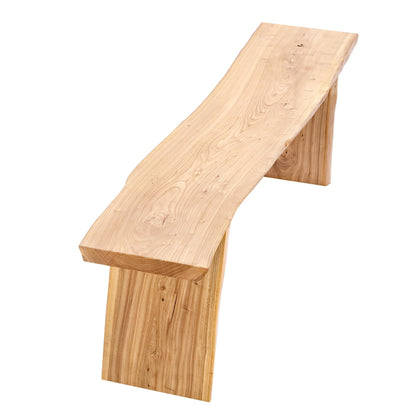 K KELBEL 63” Wooden Dining Bench,Entryway Bench,Solid Natural Edge,End of Bed,Kitchen Table Benches,Entryway Benches for Rustic Home Décor Furniture