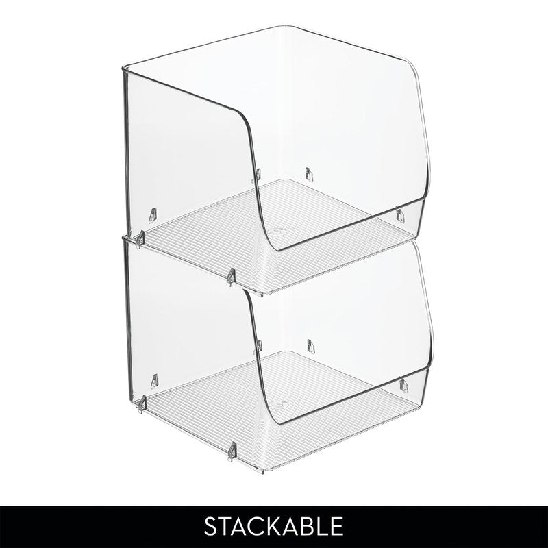 iDesign Open-Front Storage Bin - All-Purpose Bin for Kitchen, Bathroom, or Office - Clear - Made in USA
