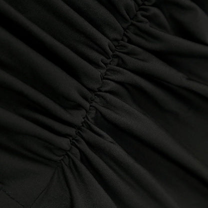 Efavormart Spandex Fitted Folding Chair Cover Black with Ruched Swag Back and Foot Pockets Durable Stretch Slipcover