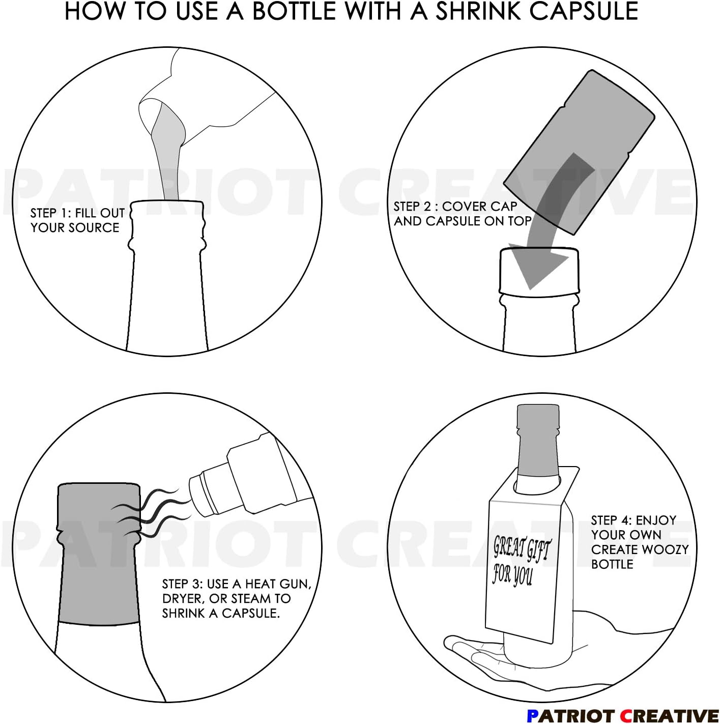 Quadra Bottles 8.5 Oz - 15 Sets of Premium Glass Square Bottles with Leak Proof Airtight Caps, Black