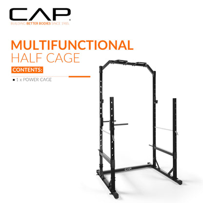 CAP Barbell Multi-Use Power Rack – Heavy-Duty Power Cage with Pull-Up Bar, Dip Handles, and J-Cup Catches – Strength Training Gym Rack for Home or Garage Gym | Orange