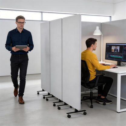 72" X 66" Partition Room dividers, 3 Panel Sound Proof Dividers for Office Partitions, Room Divider Privacy Panel with Wheels, Portable Temporary Wall for Office, Studio, School, Hospital(Light Gray)