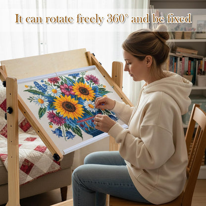 Colingmill Needlework Table and Adjustable Embroidery Stand, Cross Stitch Hoop Stand, Beech Wood Tapestry Cross Stitch Embroidery Frame Holder 21.5 x 16.3 and 44.3 x 16.3
