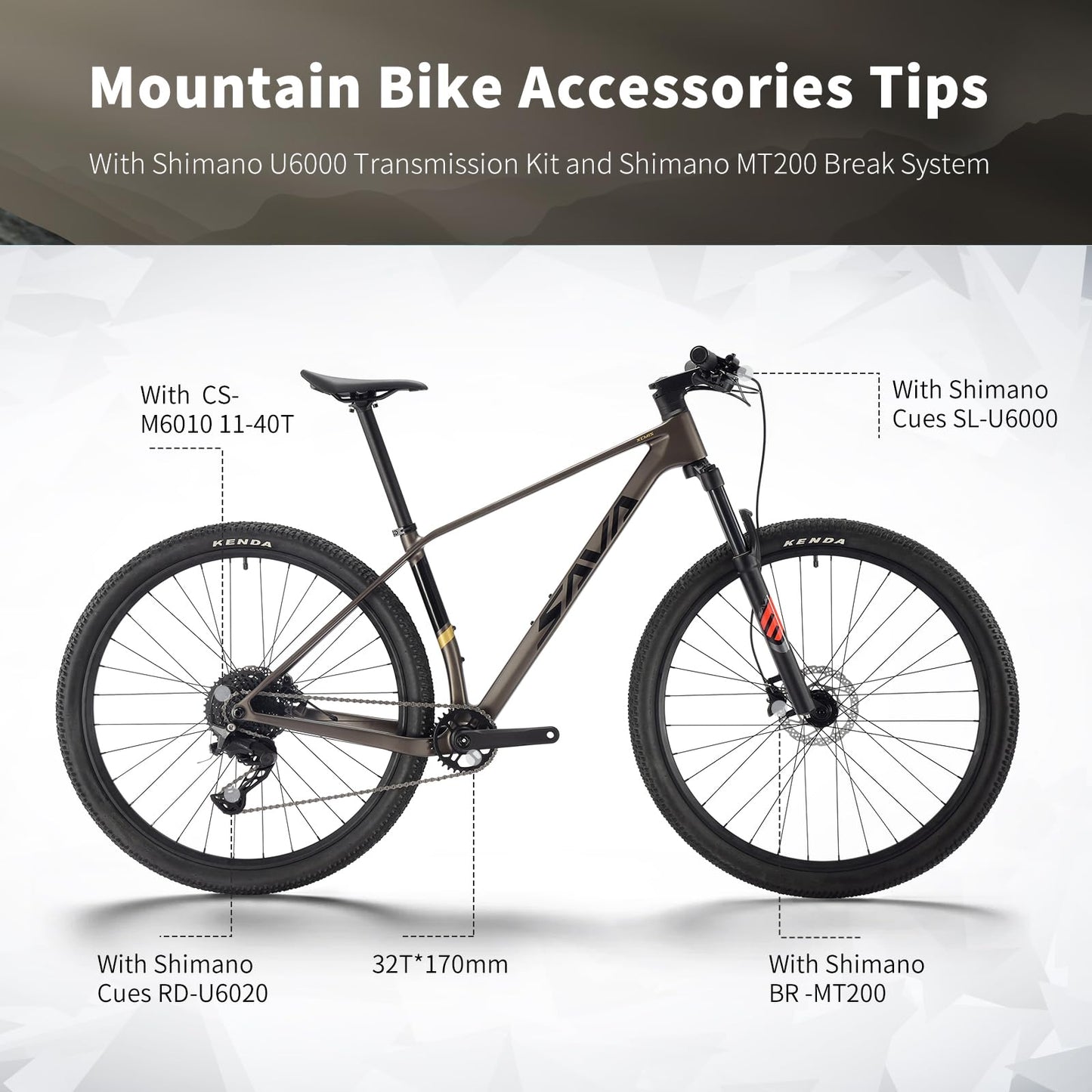 SAVADECK Carbon Fiber MTB with Shmano U6000 10 Speed Shift Groupset, Hydraulic Disc Brake with Shmano MT200 Break System (Midnight Black, 29 * 15.5)