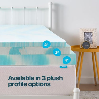 Linenspa 2 Inch Twin Size Gel Memory Foam Mattress Topper - Cooling & Pressure Relieving Design