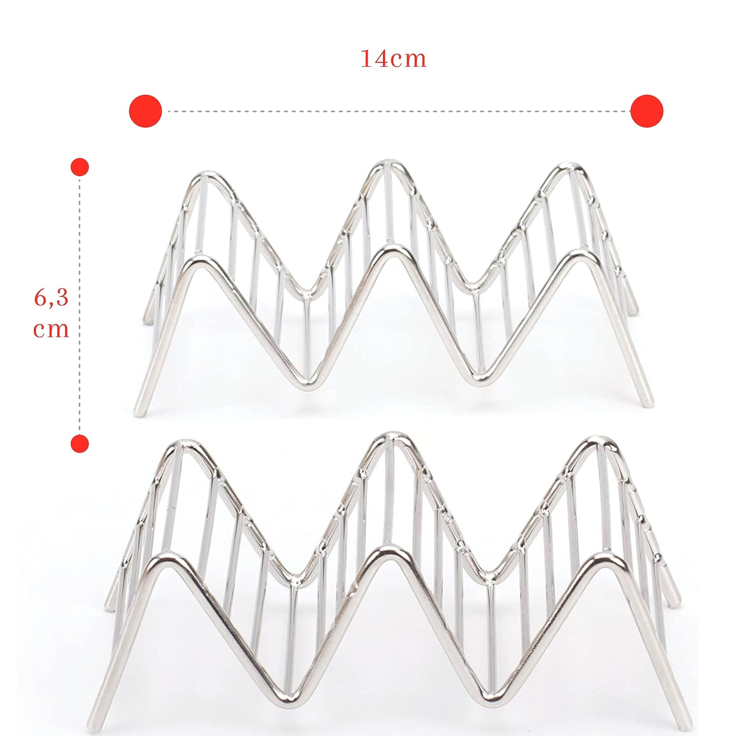 Taco Holders Set of 2 Premium Stainless Steel Stackable Stands, Each Rack Holds 2 or 3 Hard or Soft Tacos, Five Styles Available By 2lbDepot