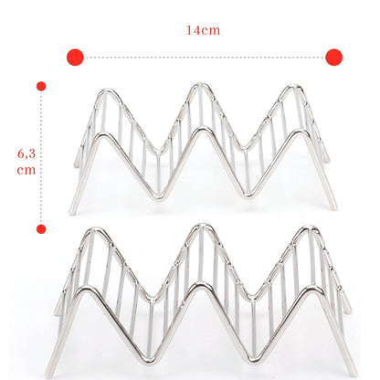 Taco Holders Set of 2 Premium Stainless Steel Stackable Stands, Each Rack Holds 2 or 3 Hard or Soft Tacos, Five Styles Available By 2lbDepot