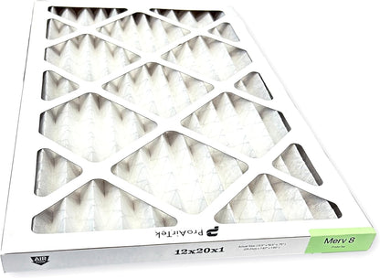 Proairtek AF12201M08SWH Model 12x20x1 Pack of 2 Air Filters, MERV 8 for Clean Air in Home