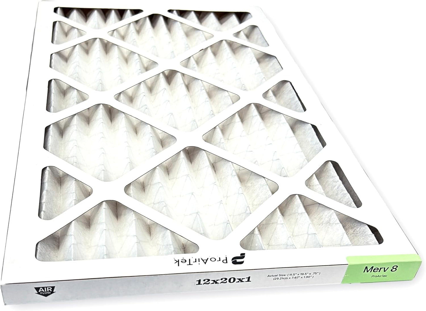 Proairtek AF12201M08SWH Model 12x20x1 Air Filter, MERV 8 for Clean Air in Home, Captures Microscopic Particles