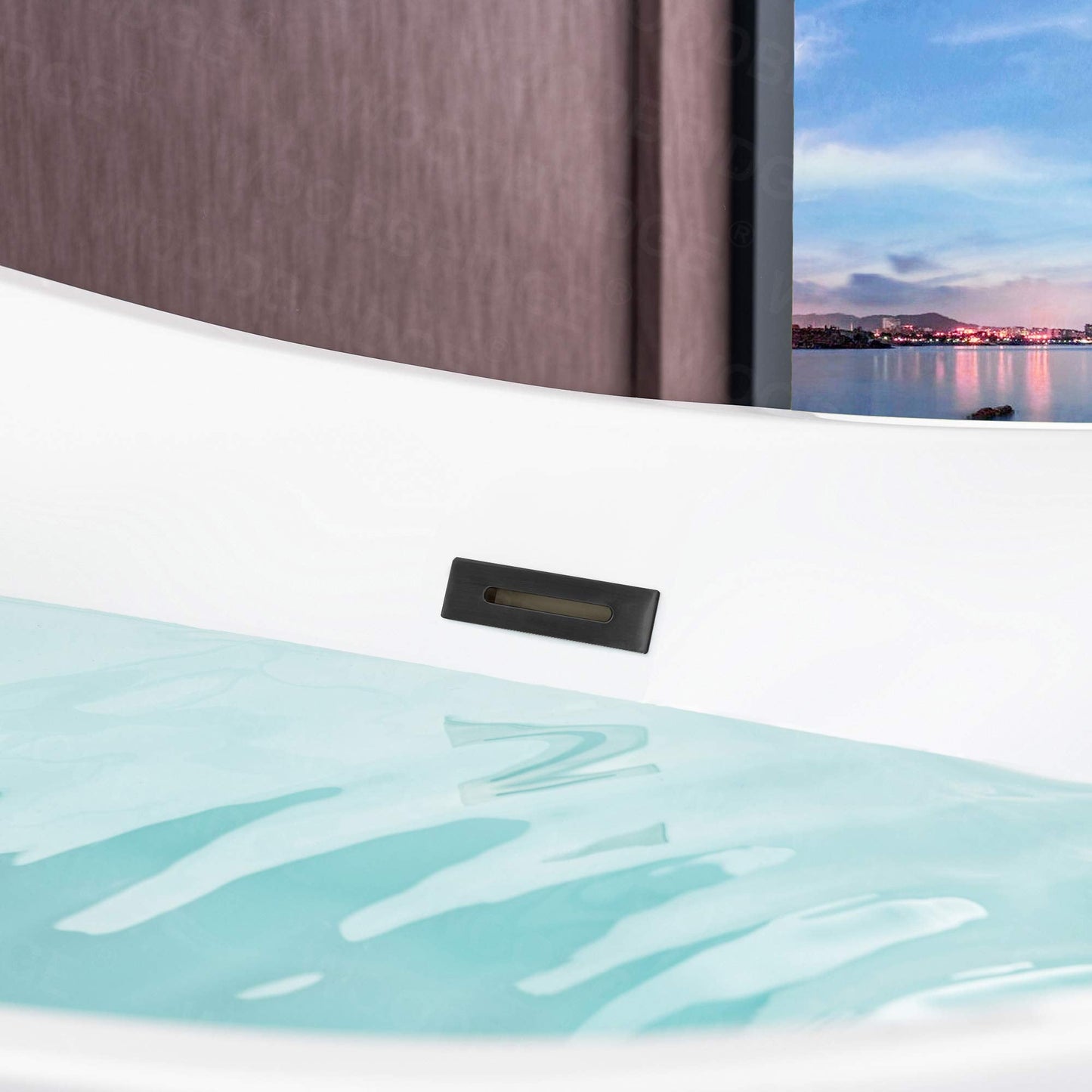 WOODBRIDGE 71" Acrylic Freestanding Bathtub Contemporary Soaking Tub , White Acrylic ( Matte Black Drain/Overflow),B0017 MB Drain &O