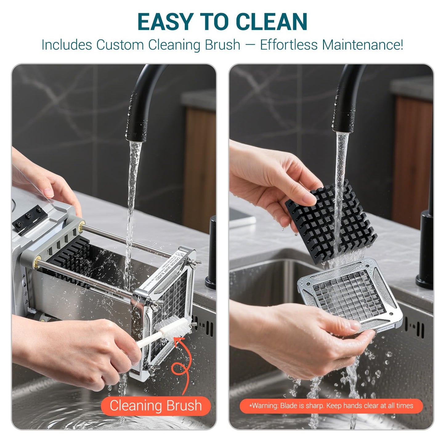 Sopito French Fry Cutter Electric Potato Cutter Stainless Steel with 1/2 & 3/8 Inch Blades for Potatoes, Carrots, Cucumbers & Onions