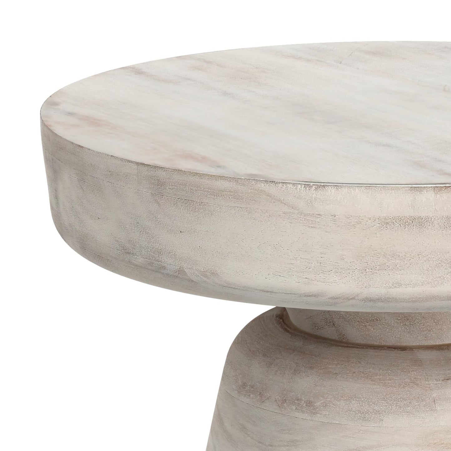 SIMPLIHOME Robbie Accent Table - 16 inch Wide Solid Mango Wood End Table in Distressed White Wash, Boho Contemporary Rustic Side Table for Living Room or Bedroom with Multipurpose Function, Assembled