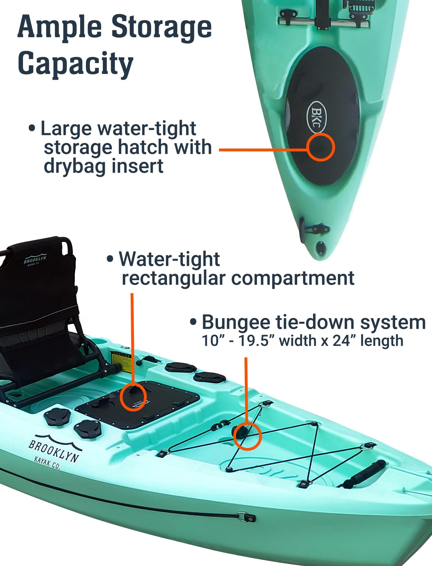 Upgraded Brooklyn 12.0 Pro Pedal Drive Propeller Kayak by BKC, 12 ft Hands-Free Single Fishing Kayak, Rudder Steering, 70 lb Hull, Watertight Storage & Adjustable Seat