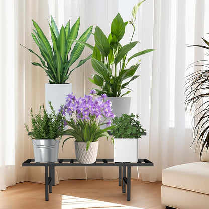 LLAXERGU 2-Tier Plant Stand Indoor Outdoor, Heavy Duty Iron Pedestal Stands Metal Plant Stand for Indoor Outdoor