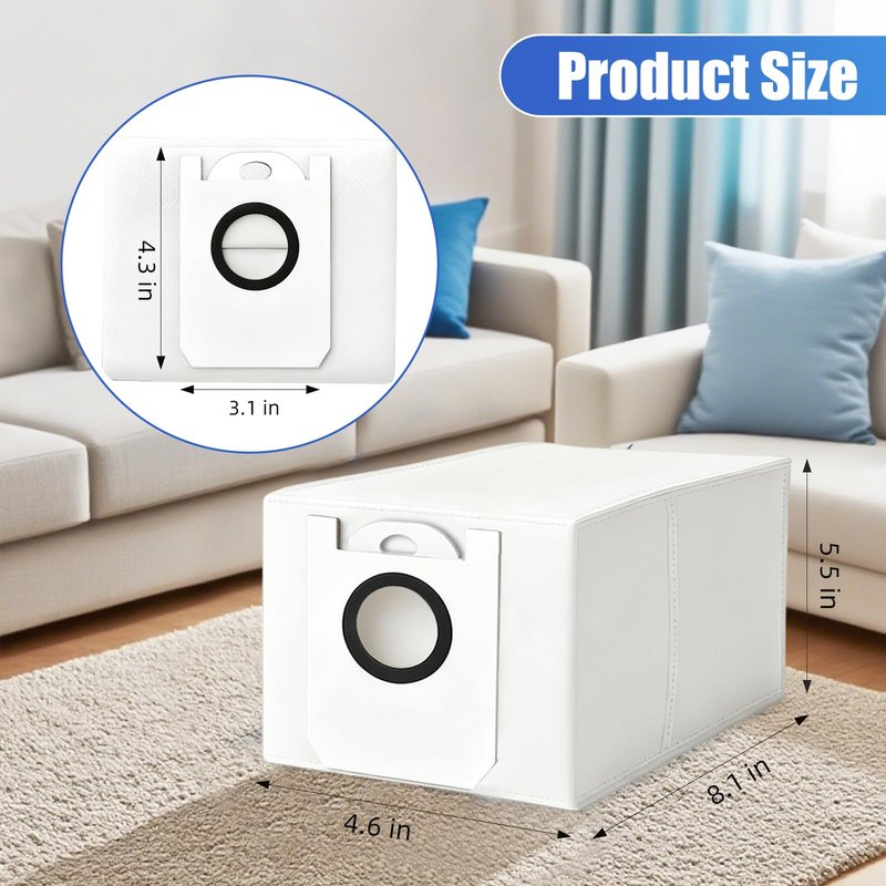 Loszaral 6-Pack Dustin & Orb-i Replacement Vacuum Bags for bObsweep Dustin & Orb-i Self-Emptying Robot Vacuum - 3.5L High Capacity Advanced Filtration Bags (White)