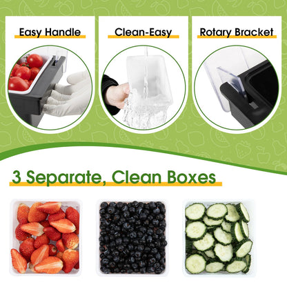 POWLAB Fruit, Veggie & Condiment Caddy with Lid Dispenser Tray Garnish Station for Bartending & Serving Taco (2, 3 Compartment)