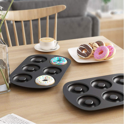 Tiawudi Non-Stick 6-Cavity Donut Baking Pans, Set of 3, Makes Individual Full-Sized 3 1/4" Donuts