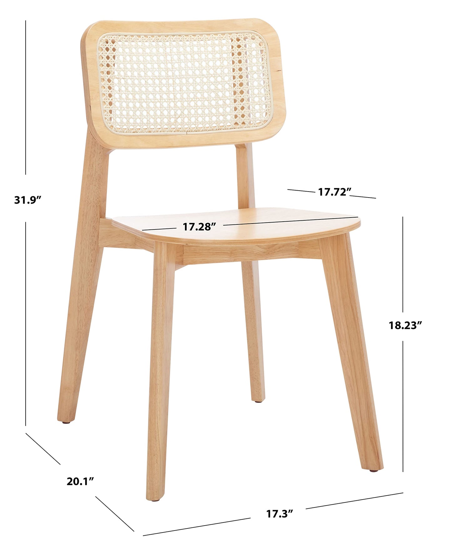 SAFAVIEH Home Collection Luz Coastal Natural Cane Rattan Dining Chair Set of 2