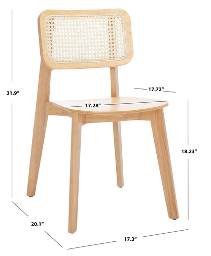 SAFAVIEH Home Collection Luz Coastal Natural Cane Rattan Dining Chair Set of 2