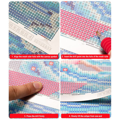 Eforcase 4PCS Diamond Ruler Set - Stainless Steel Mesh Ruler with 216, 240 and 360 Blank Grids for DIY Picture Kits