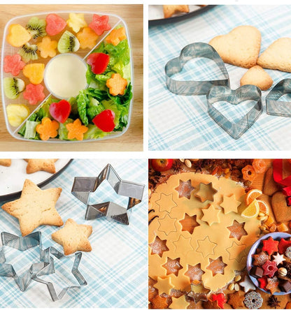 Heart Star Cookie Cutters Set, Valentine’s Day Heart Shaped Biscuit Cutters with Storage Box