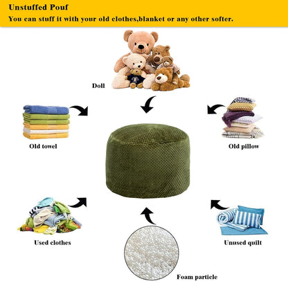 20x20x12 Inches Asuprui Pouf Ottoman Unstuffed Ottoman Foot Rest No Filler Soft Faux Fur Foot Stool Fuzzy Chair Floor