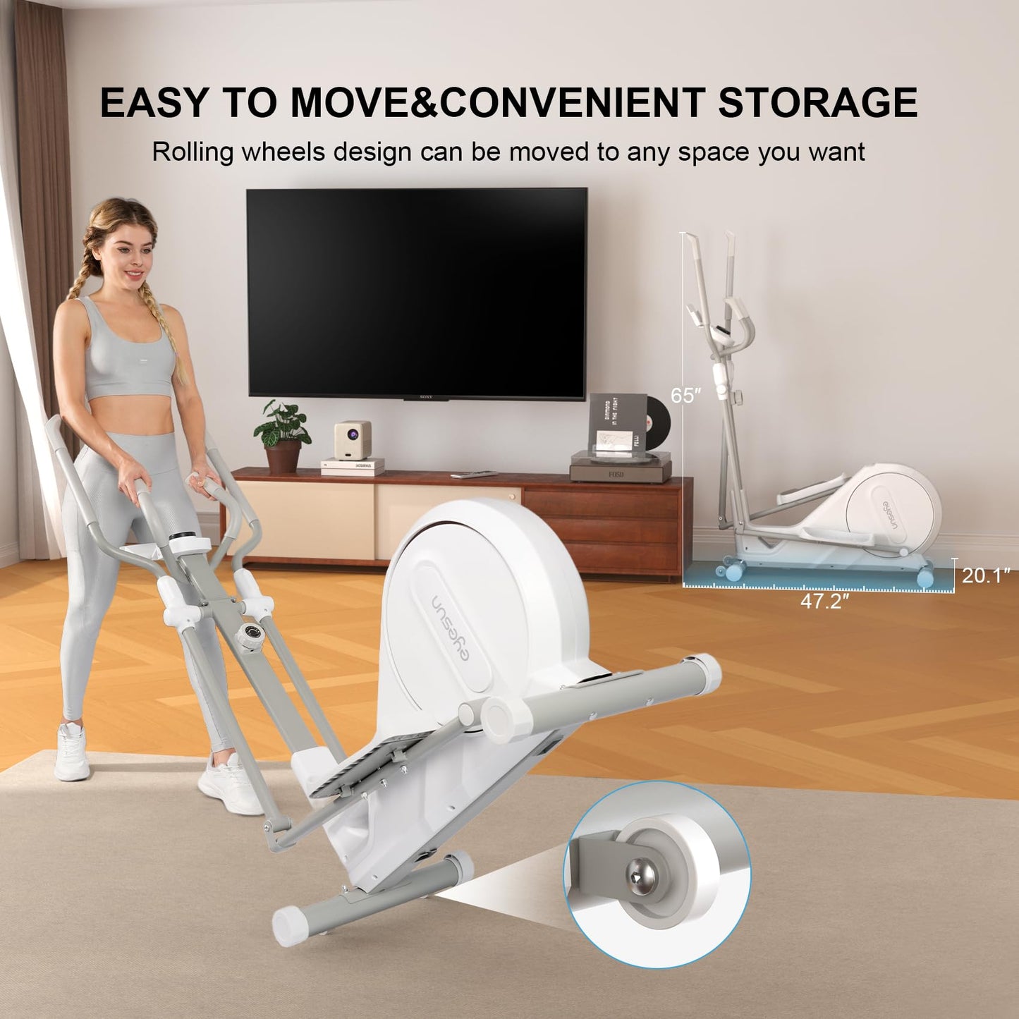 Elliptical Training Machines,Elliptical Exercise Machine for Home with Hyper-Quiet Magnetic Driving System, Elliptical Trainer/330 LBS Loading Capacity(White)