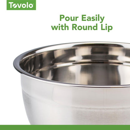 Tovolo XL Mixing Bowl Stainless Steel 7 Quart Extra Large Metal Mixing Bowls, Dishwasher Safe Big Deep Metal Bowl for Baking and Cooking Prep with Easy Pour Lip, Bowl for Salad Mixing Bread Kneading
