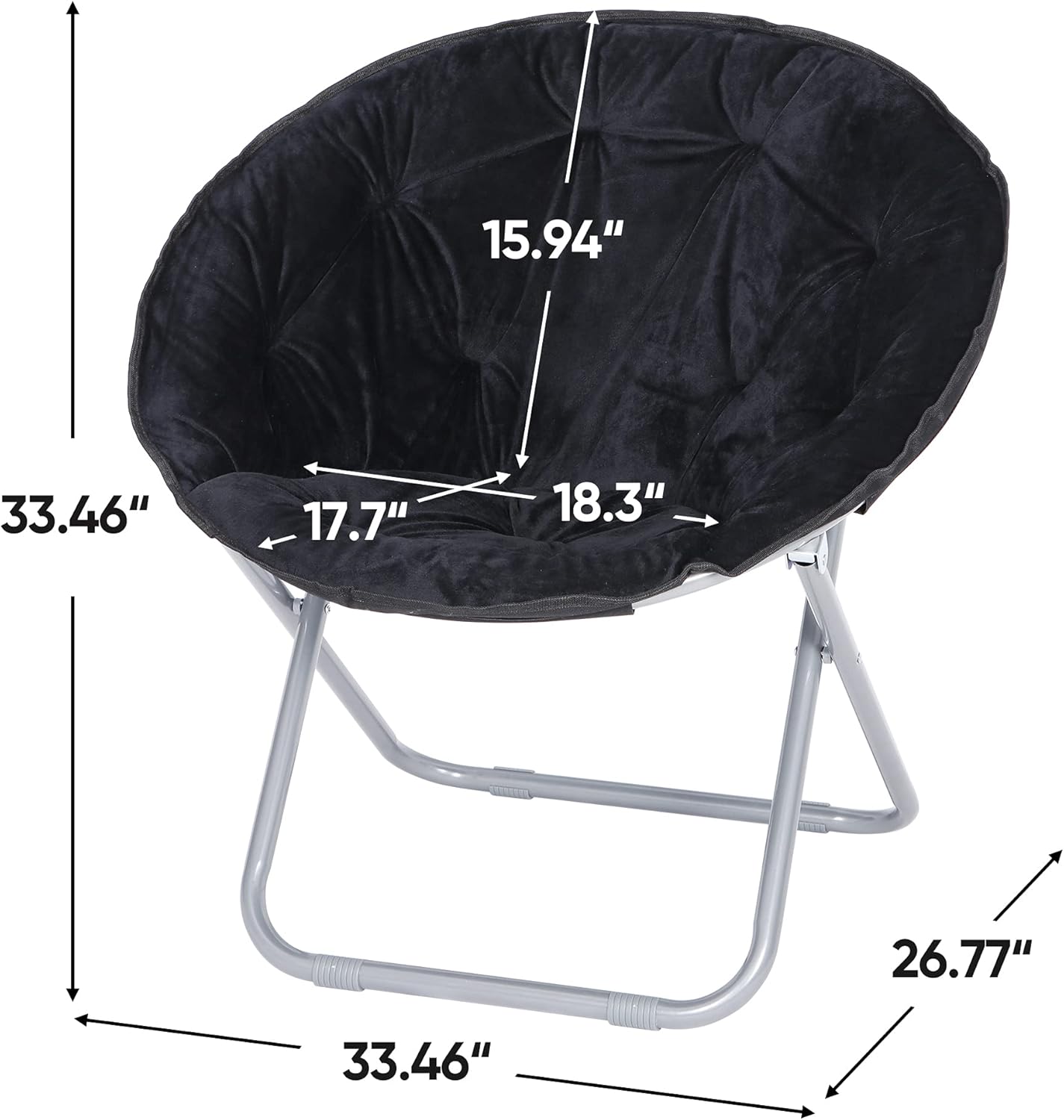 Nova Microdermabrasion Folding Faux Fur Moon Chair Soft Plush Lounge Chair Moon Chair with Metal Frame for Bedroom