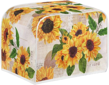 Sunflowers Print Kitchen Appliance Cover, 2 Slice Toaster Flower Accessories, Stain Resistant Coffee Maker Protector