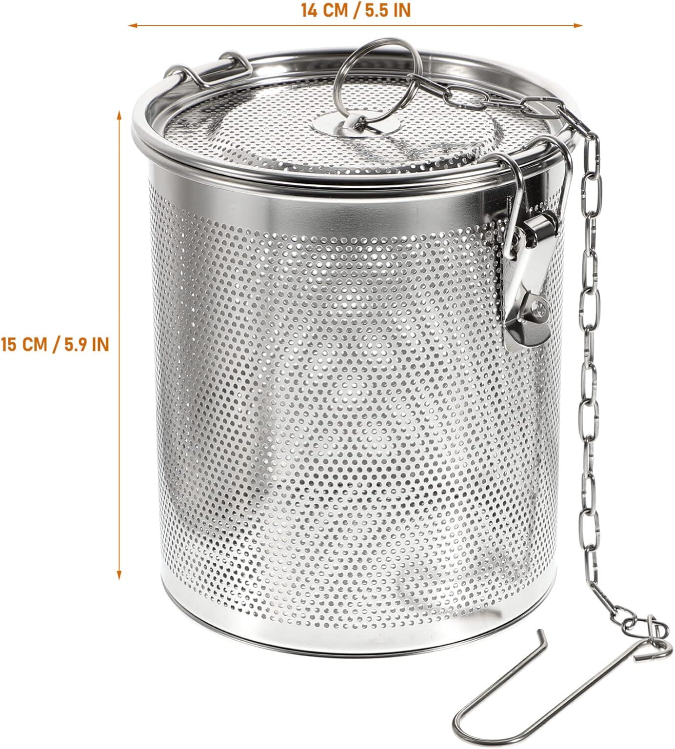 Hemoton Stainless Steel Tea Ball Infuser, Large Capacity Strainer with Extended Chain Hook for Brew Loose Leaf Tea