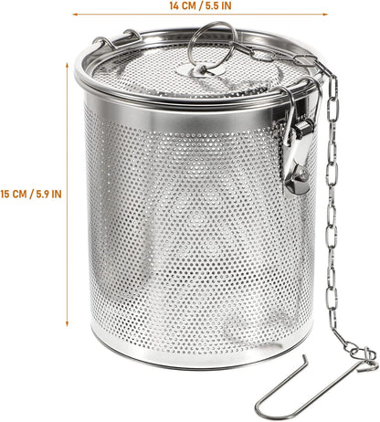 Hemoton Stainless Steel Tea Ball Infuser, Large Capacity Strainer with Extended Chain Hook for Brew Loose Leaf Tea