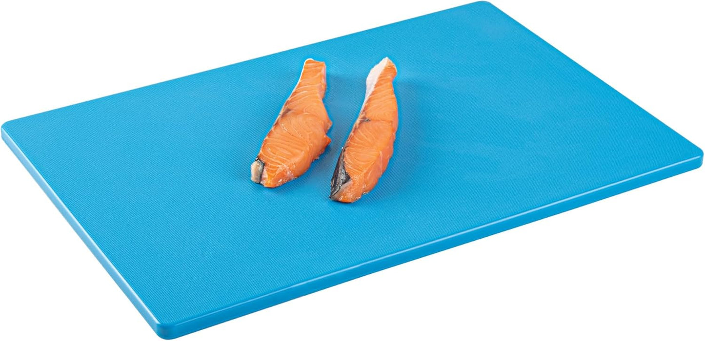Restaurantware RW Base Cutting Board, 18 x 12 Inch, Color Coded Chopping Board, Blue Plastic, No Scratch, Dishwashable