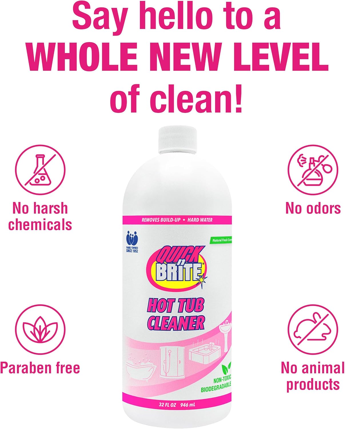 32 oz. (Packaging Quick 'n Brite Heavy Duty Hot Tub Cleaner - Non-abrasive Cleaning Gel, May Vary)