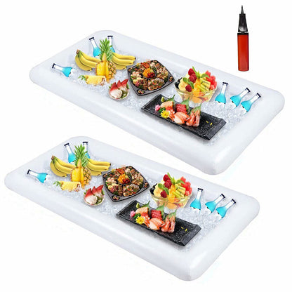 2 Pack Inflatable Serving Bar Buffet Cooler - Ice Tray for Food & Drinks, Portable for Parties, BBQ, Picnic, Pool Keep Cold All Day Reusable & Leak-Proof Summer Essentials