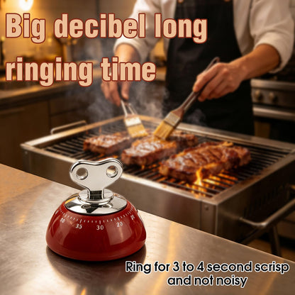 Kitchen Timer, 2 Pack Mechanical Wind Up Visual Countdown Timer with Magnetic Back & Loud Alarm, No Battery Required for Cooking, Baking, Kids, BBQ, Red & Beige