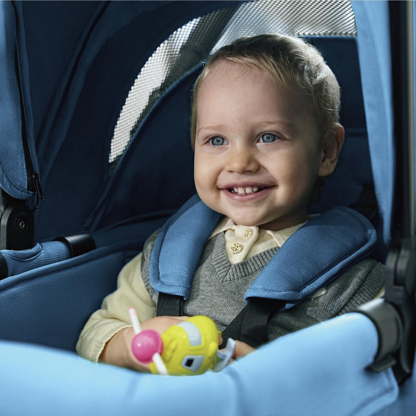 Familidoo Q1 2.0 Multi-Use Kids Wagon Stroller – Foldable, Lightweight & All-Terrain for Kids & Pets – Magnetic Safety Harness, Rain Cover & Compact Travel Design – Up to 132 lbs (Denim Blue)