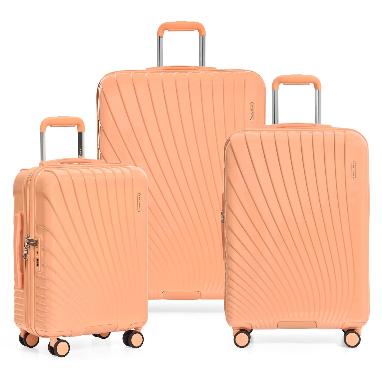 Traveler's Choice Phenom Hardside Spinner Luggage Set, TSA Lock, Tangerine, 3-Piece Set (21/25/29)