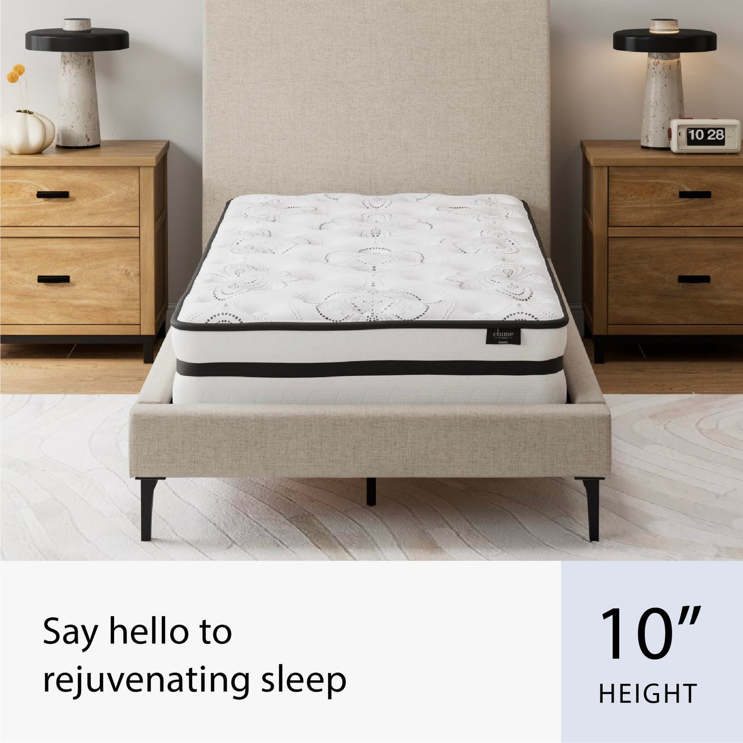 Signature Design by Ashley King Size Chime 10 Inch Medium Firm Hybrid Mattress with Cooling Gel Memory Foam for Pressure Relief, Fiberglass-Free, Mattress In A Box