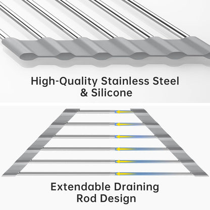 Tomorotec Adjustable Triangle Dish Drying Rack, Foldable Stainless Steel Over The Sink Kitchen Drainer Caddy Organizer