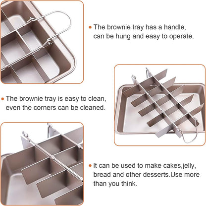 Nonstick Brownie Pan, High Carbon Steel Baking Pan with Dividers, Makes 18 Pre-Cut Brownies for Oven Baking