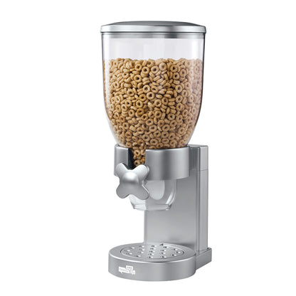 Honey-Can-Do Zevro Indispensable Single Dry Food Dispenser – Countertop Cereal Dispenser with Portion Control, 17.5 oz Capacity, Airtight BPA-Free Food Storage, Silver