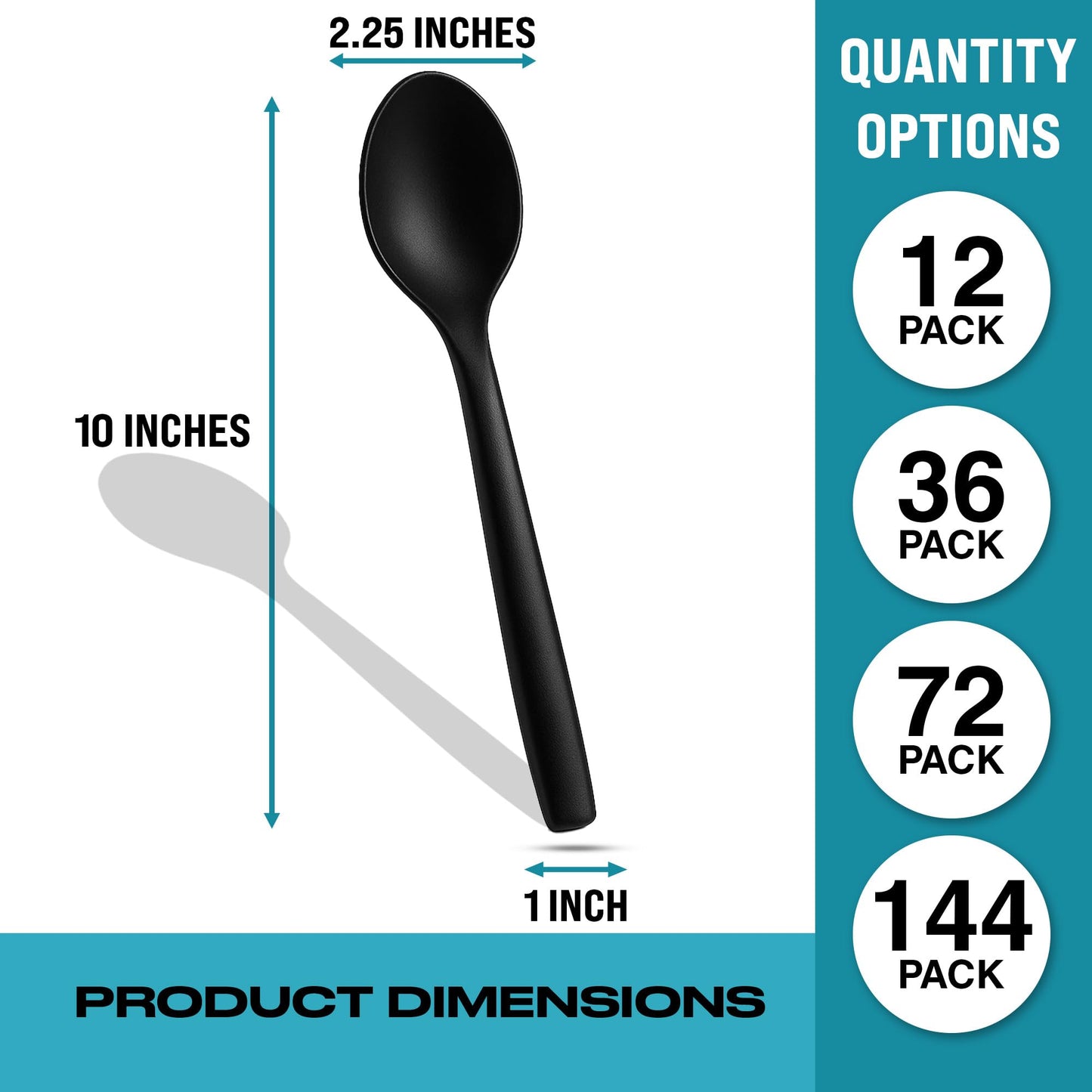 10" Black Plastic Serving Spoons for Buffet, Bulk 36 Count, Heavy Duty Disposable Spoon, Large Plastic Serving Utensils for Catering Supplies, Events, Party, Weddings & More - C&S Event Supply Co.