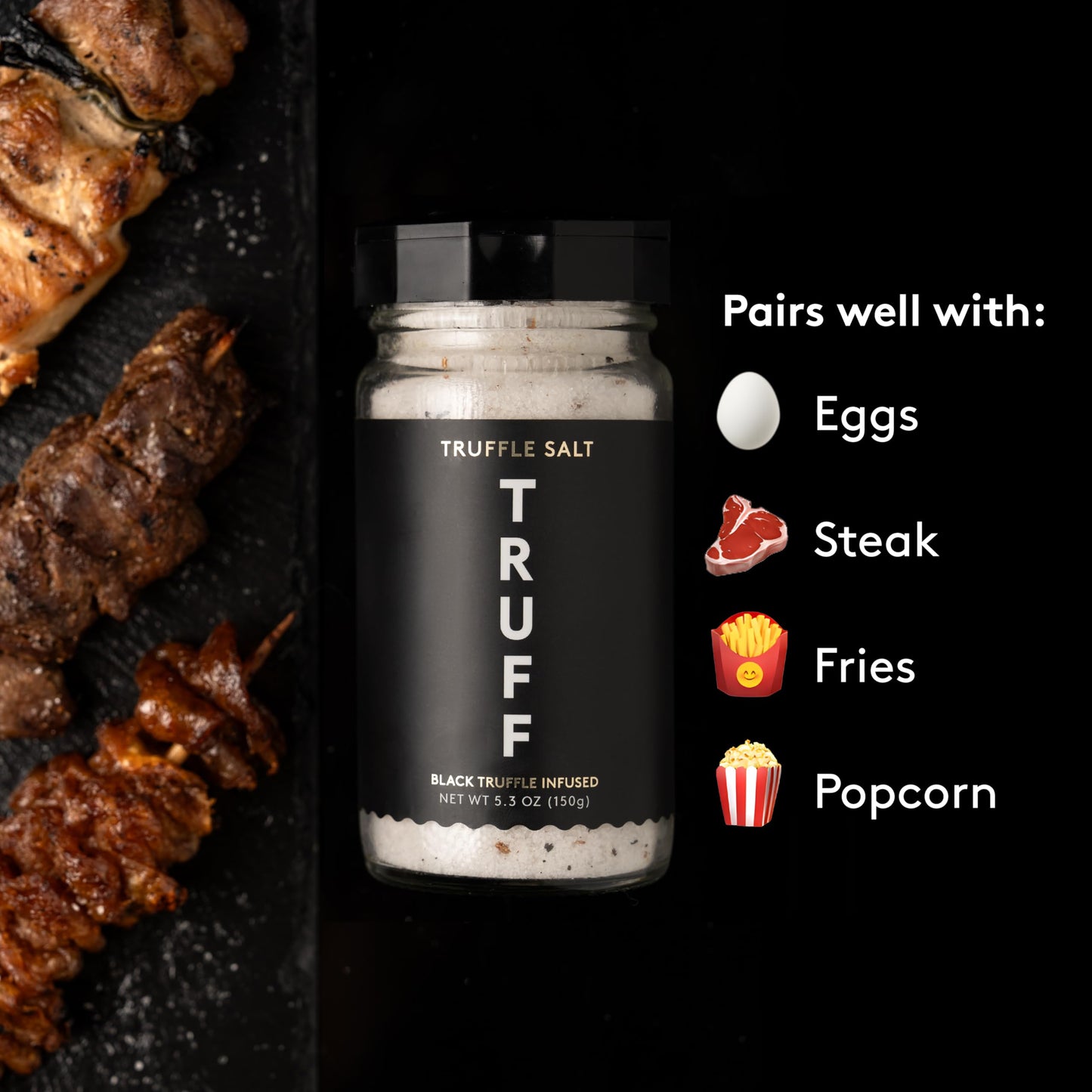 TRUFF Black Truffle Salt, Fine and Coarse Sea Salt, Dried Black Summer Truffles, Specialty Seasoning for A Truly Aromatic Flavor Experience, For the Finest Steaks or Unique Everyday Popcorn (5.3 oz)