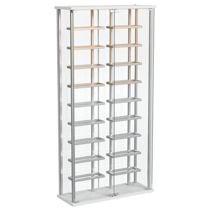 Coaster Home Furnishings Montara LED Tempered Glass Wine Storage Curio Cabinet, Modern Curio Bar Cabinet with Glass Doors and LED Strips, Chrome