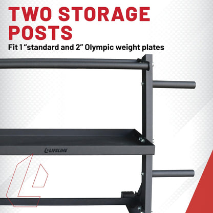 Lifeline Fitness Home Gym 3-Shelf Dumbbell and Kettlebell Storage Rack with Rope and Band Hook - Holds up to 440 LBS - Robust Gym Equipment Storage Solution