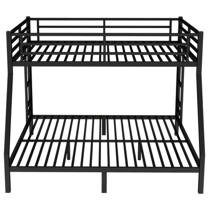 Bellemave Queen Over King Bunk Bed with 2-Side Ladders & Guardrail, Heavy Duty Metal Bunk Bed Frame with Under-Bed Storage, Queen Over King Bunk Beds for Adults, Teens, Kids, Black