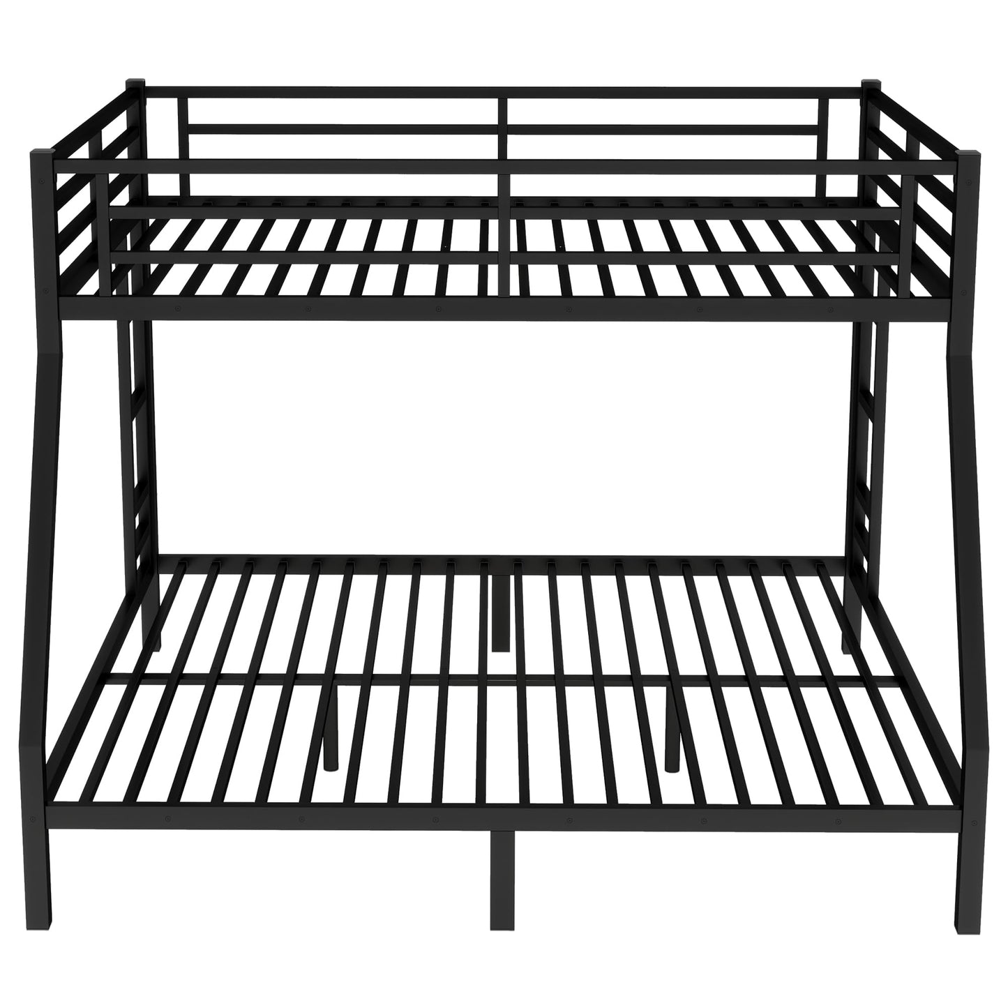 Bellemave Metal Queen Over King Bunk Bed for Adults/Kids,Heavy Duty Adults Bunk Beds with Guardrail & Ladders,Queen Over King Size Bunk Beds for Teens,Black