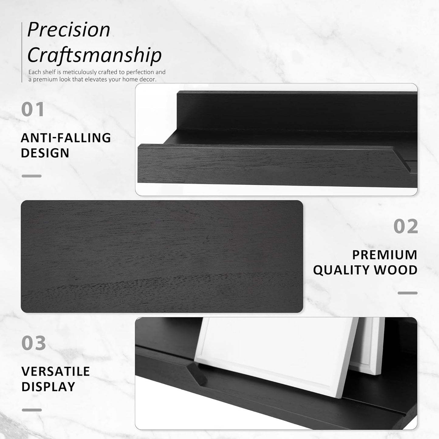Set 3 Rebee Vision Modern Floating Shelves of : Farmhouse Wall Mounted Bedroom Decor Aesthetic for Multifunctional