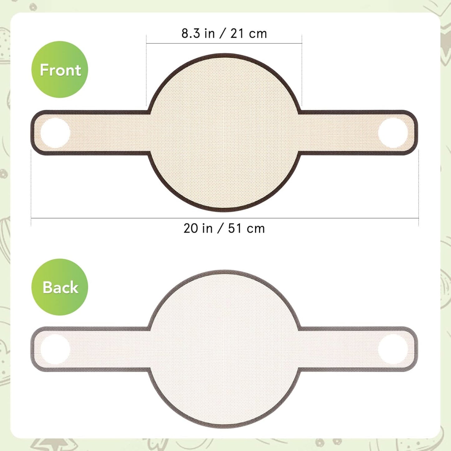 Glass Fiber Baking Mats for Oven, Non-Stick Dough Bread Sling Baking Mat with Long Handles for Transfer